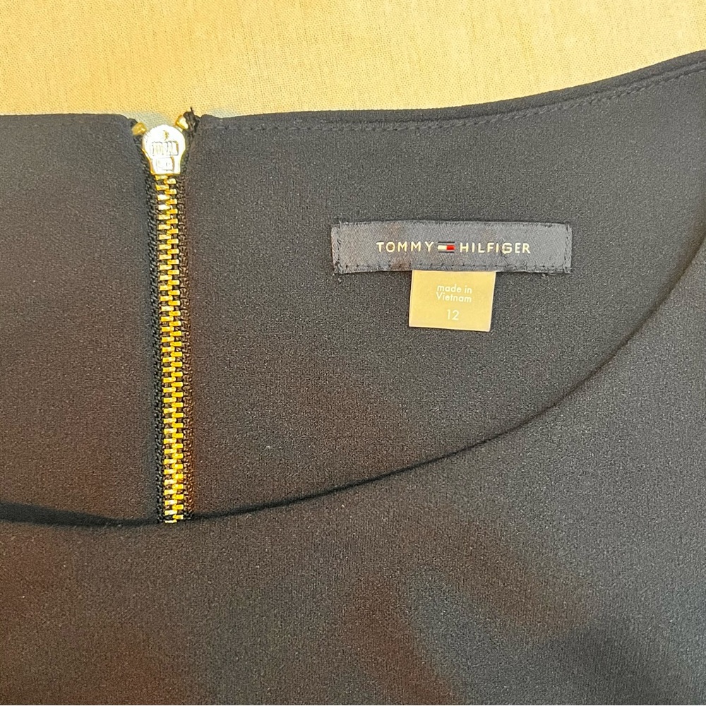 Tommy Hilfiger Elegant Sleeveless Midi Dress Navy Purple Black Size 12 Career - Picture 3 of 5